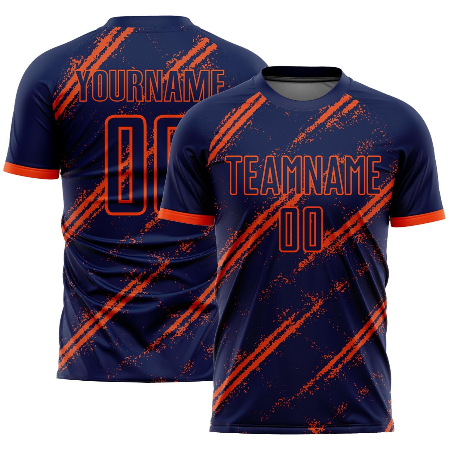Generic Custom Soccer Jerseys for Men Women Youth Kids, Navy Orange Personalized Soccer Jersey Printed Name Number Logo Mens Clothing