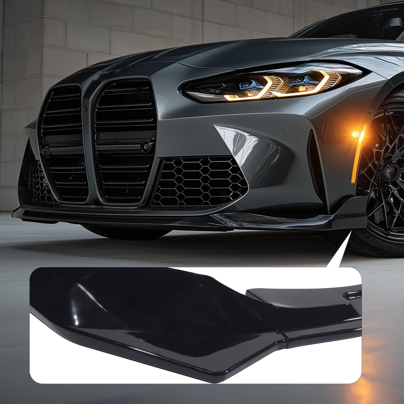 ZXMOTO Front Bumper Lip Spoiler Splitter Body Kit ABS Fit for BMW G80 M3 G82 G83 M4 2021 — view 5