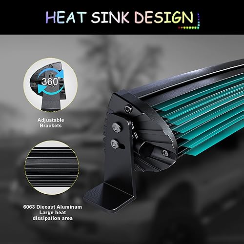 Miniatura 6 de Barra de luz LED RGB de 52 pulgadas, 2 cápsulas LED de 4 pulgadas con halo RGB de persecución multicolor, 16 colores sólidos con más de 92 modos