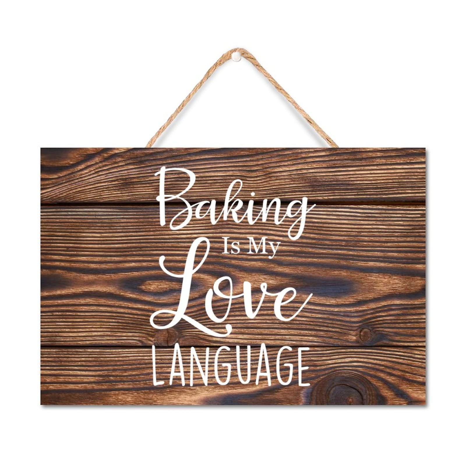 Plaque en bois Baking is My Love rustique 30x45 cm pour decoration de cuisine