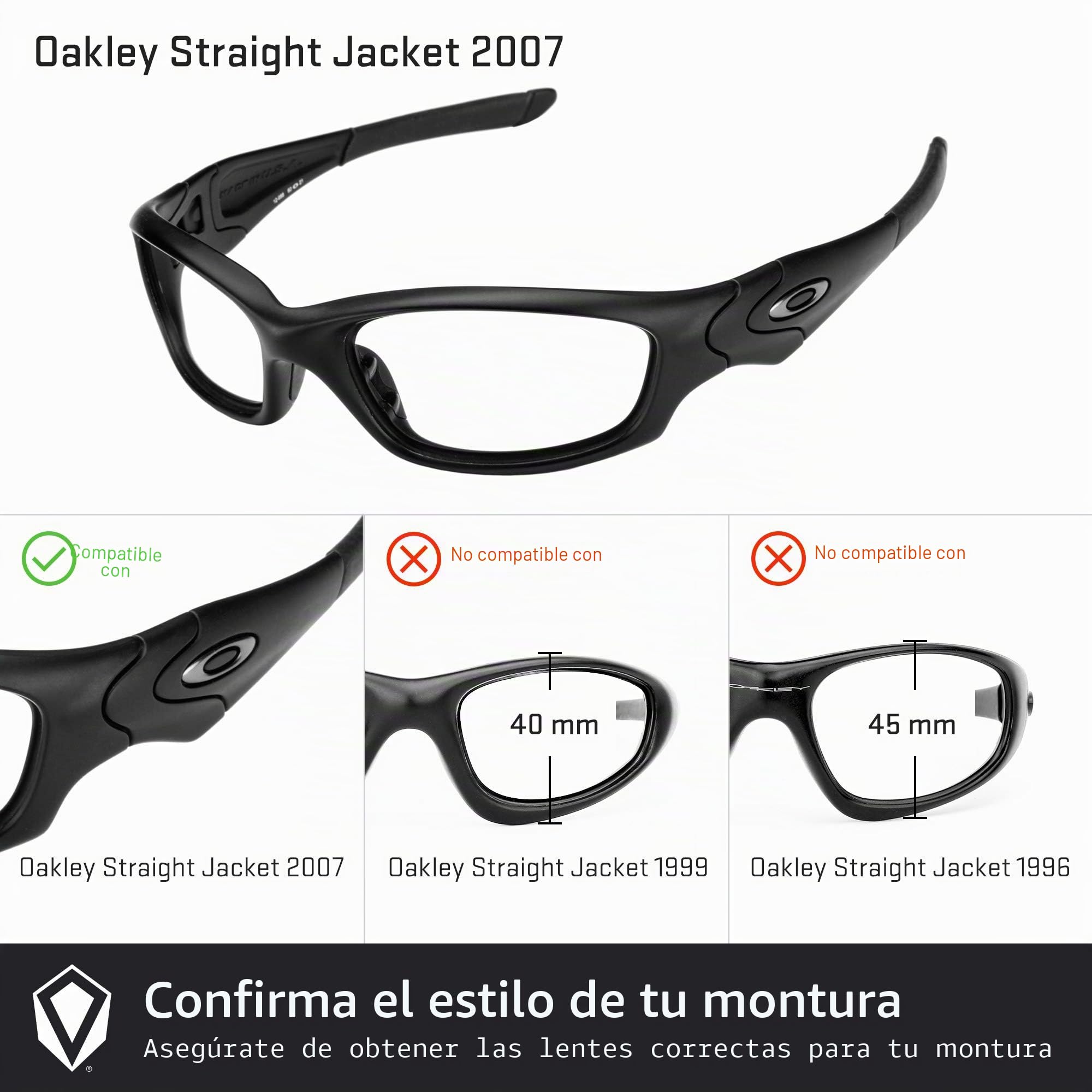 Revant Lentes de repuesto para Oakley Straight Jacket (2007) – Compatible con gafas de sol Oakley Straight Jacket (2007)