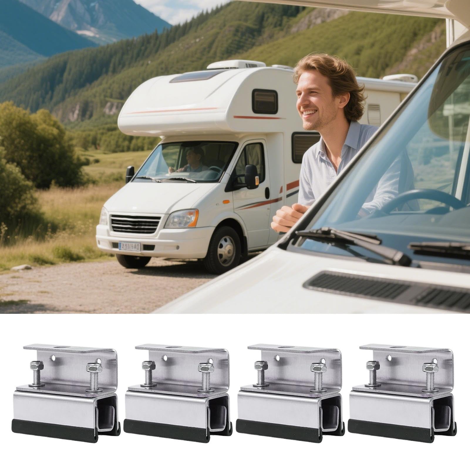 Soportes De Montaje Para Paneles Solares RV Kit de 4 Soportes de Montaje | Estructura Fotovoltaica De Acero Inoxidable Para Barcos Autocaravanas Y Techos De Camping