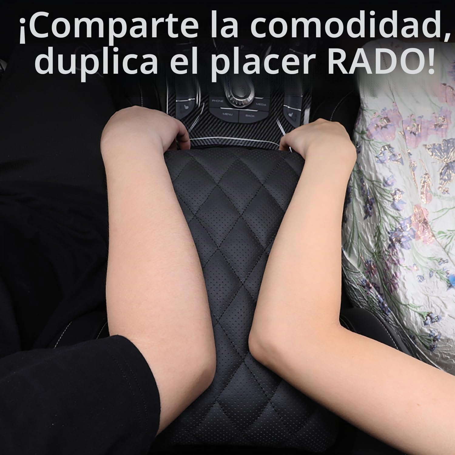 cuero genuino piel vaca cojin reposabrazos Coche,Funda consola central auto almohadilla,Universal Negro Cojín,caja reposabrazos(Tamano A 30x15x4.5 cm)