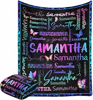 Caisuedawn Custom Butterfly Blanket with Gradient Color Name for Baby Girl & Boy, Personalized Butterflies Frame Black Monogram Throw Blanket Bed Sofa Decor for Holiday Birthday Gift 30