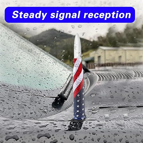 Miniatura 3 de Slykew 1 antena de bala para automóvil, antena de radio de bandera estadounidense, receptor de señal de 5.51 x 0.78 pulgadas, piezas de metal para