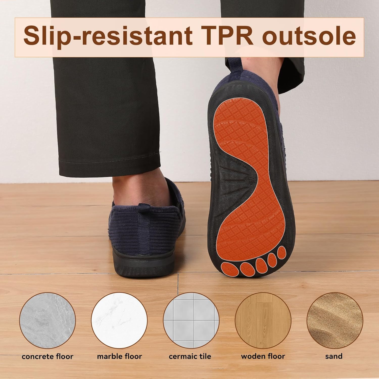 LeIsfIt Men's Slippers Wide Memory Foam House Shoes Moccasin Slip-On Cozy Loafer Slippers for Indoor & Outdoor - Image 6