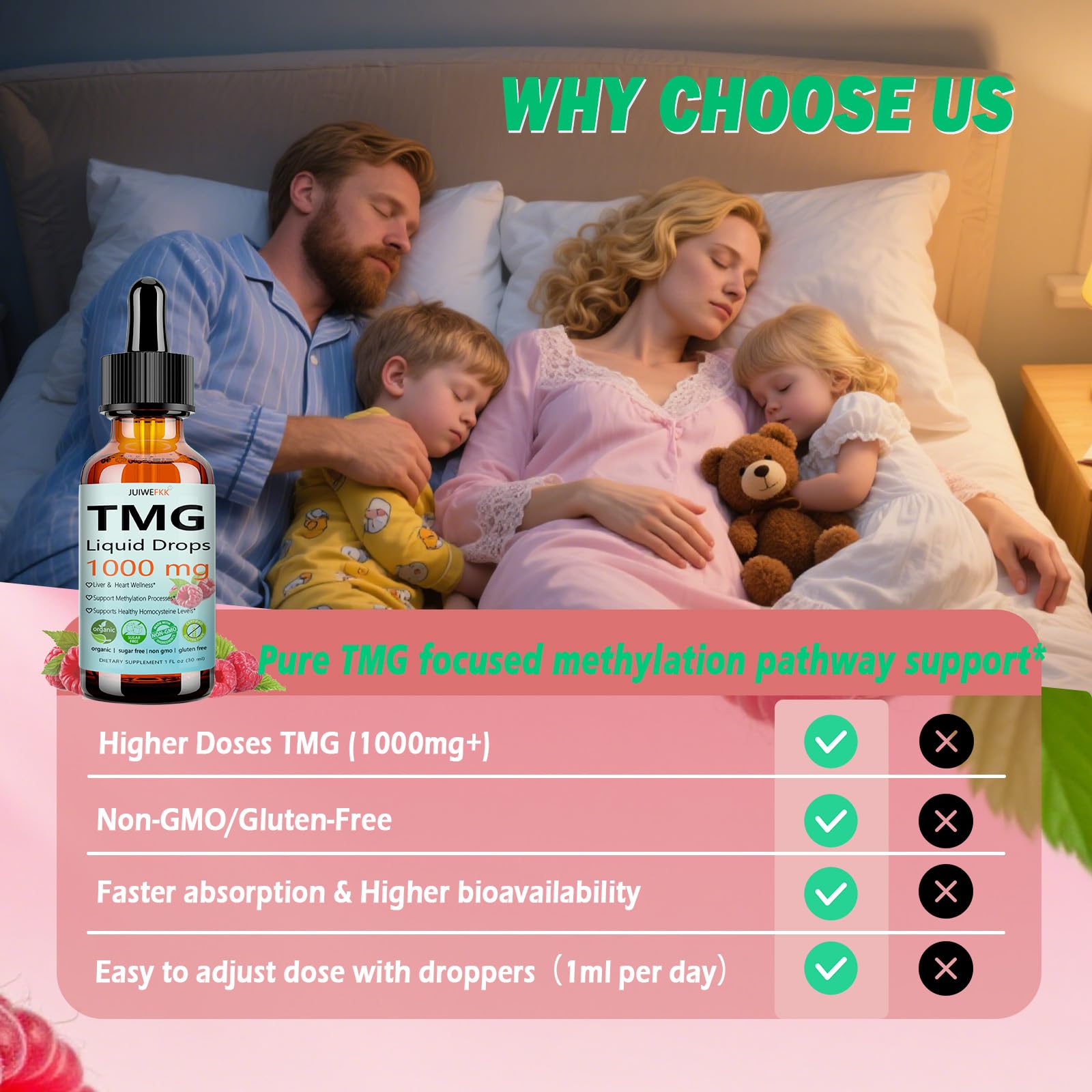 TMG Supplements 1000mg Liquid, Extra Strength Pure TMG Betaine (Trimethylglycine) for Women Men, Support Homocysteine Balance Heart Brain & Liver Health, Vegan, Non-GMO, Raspberry Flavor, 30 Servings — Amazon image 7