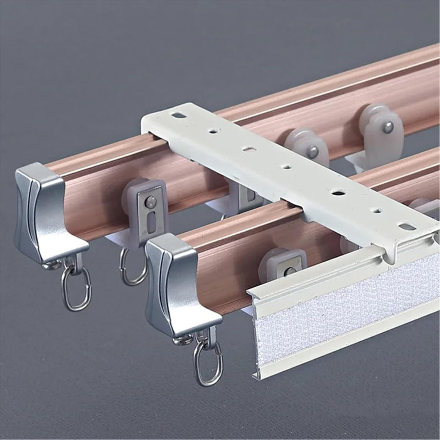 Flexible Ceiling Mounted Curtain Track Rail Straight Slide Windows Plastic Bendable Curtail Window Room Rod For Curtains(Rose gold)