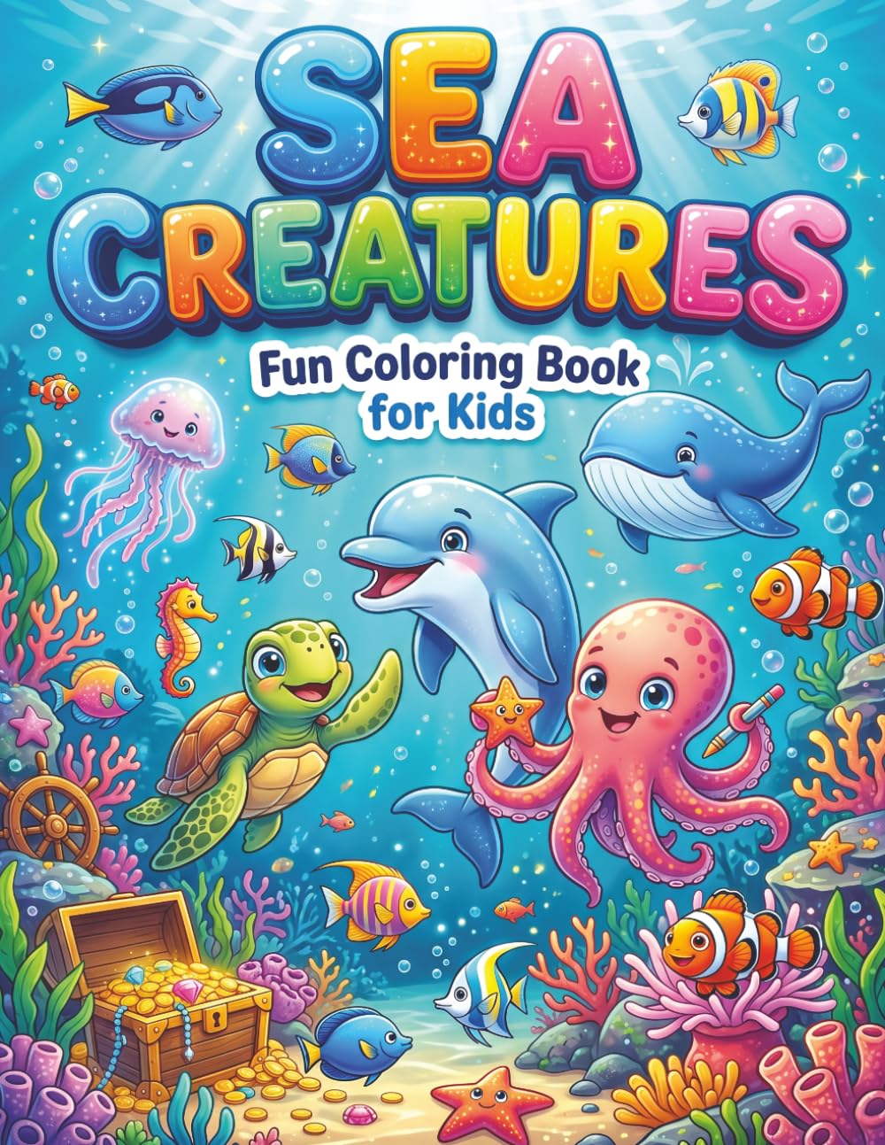 Sea Creaturs Fun Coloring Book: Amazing Ocean Animals to Color