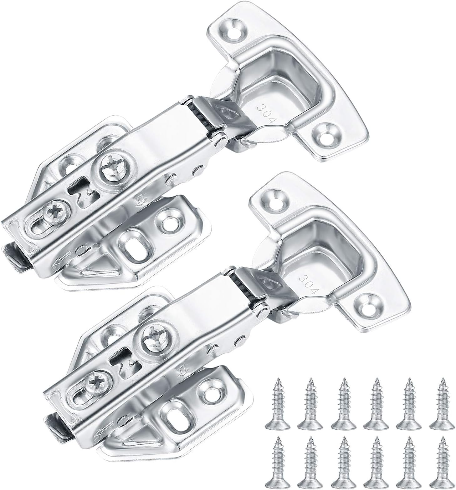 2 Pcs Kitchen Units Door Hinges, Soft Close Cupboard Wardrobe Doors Hinges, Folding Doors Hinge with Screws, Full Overlay Mute Cabinet Hinges
