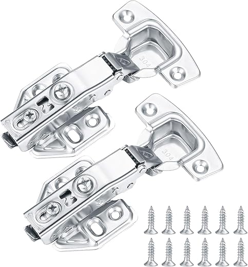 2 Pieces Stainless Steel Furniture Hinges - Folding Spring Loaded for Cupboard and Kitchen Door, Invisible with Screws