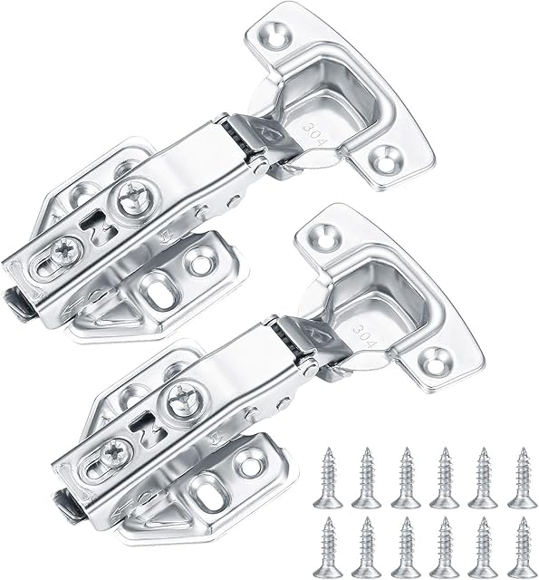 2 Pcs Kitchen Units Door Hinges, Soft Close Cupboard Wardrobe Doors Hinges, Folding Doors Hinge with Screws, Full Overlay Mute Cabinet Hinges