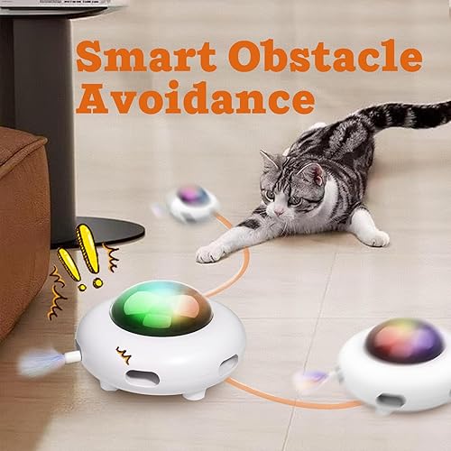 Miniatura 7 de Juguetes interactivos para gatos de interior, juguetes automáticos para gatitos, patín de plumas en movimiento, divertido ejercicio y juguete de