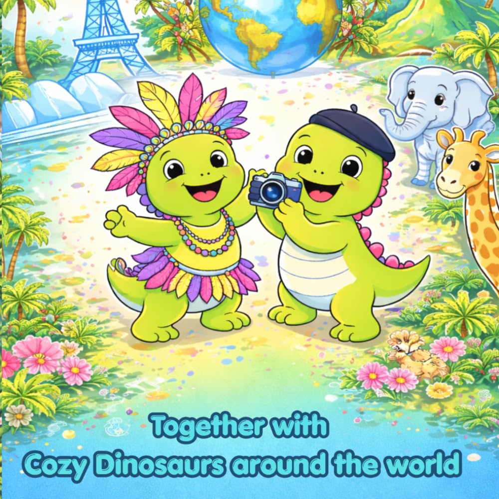 Cozy Dinosaurs Around the World: Kids Educational Coloring Book Featuring Countries, Cities, Animals and Cultural Adventures