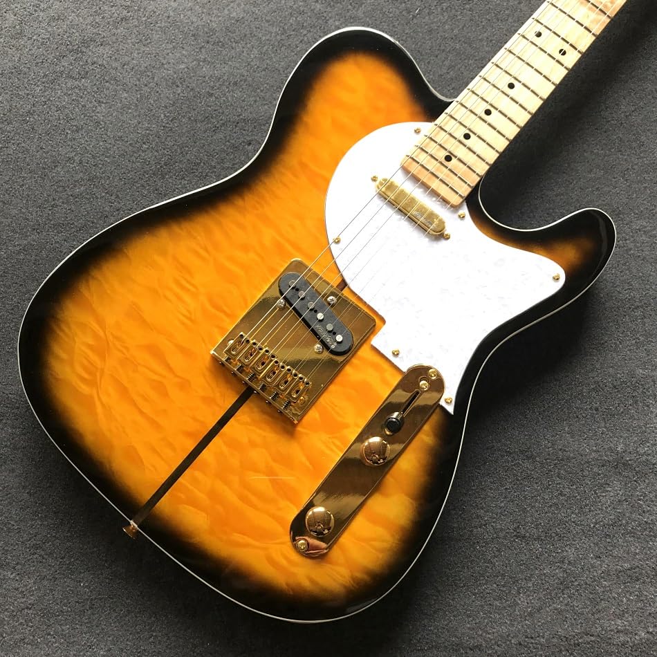 Chitarra elettrica all-in-one gialla personalizzata con tastiera in acero e hardware dorato - Guitarra Electrica professionale