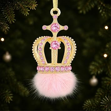 WaaHome Pink and Gold Crown Christmas Ornaments 2026 Princess Ornament Cute