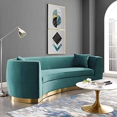 Modway EEI-3408-TEA Resolute Curved Performance Velvet Sofa Teal