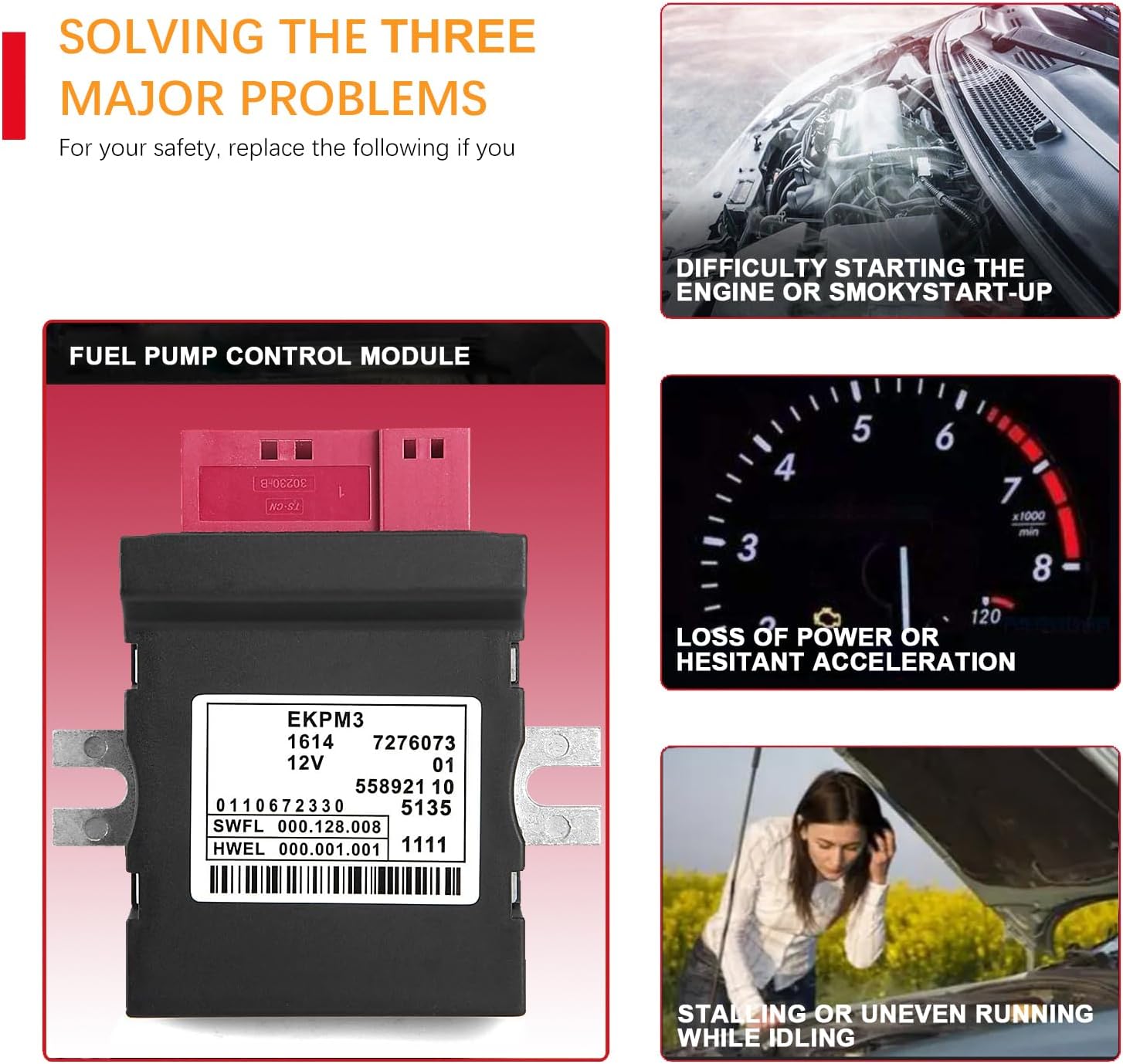 New Upgraded Fuel Pump Relay Control Module Compatible with BMW 128i 228i 320i 328i 335i 428i 435i 528i 530 535i 550i 640i 740i 750i 760Li X3 X4 X5 X6 Z4 e90 EKPM3 Replaces #16147276073,16147229173