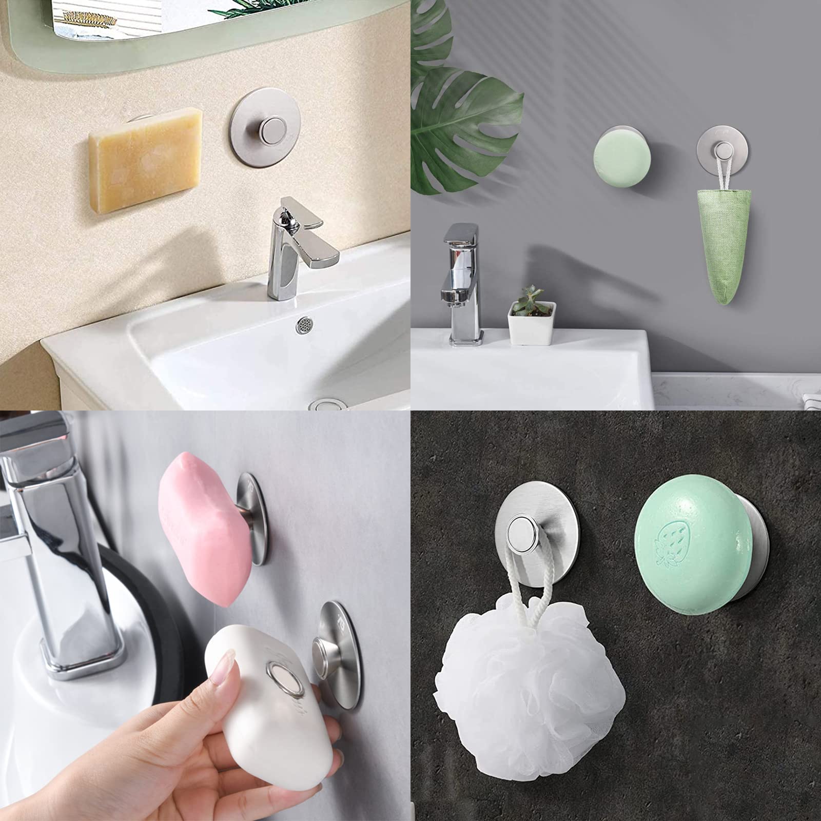 Lot De 6 Porte Savon Aimanté Avec Ventouse, Support Savon Aimanté Lot De 6 Porte Savon Aimanté Avec Ventouse, Support Savon Aimanté