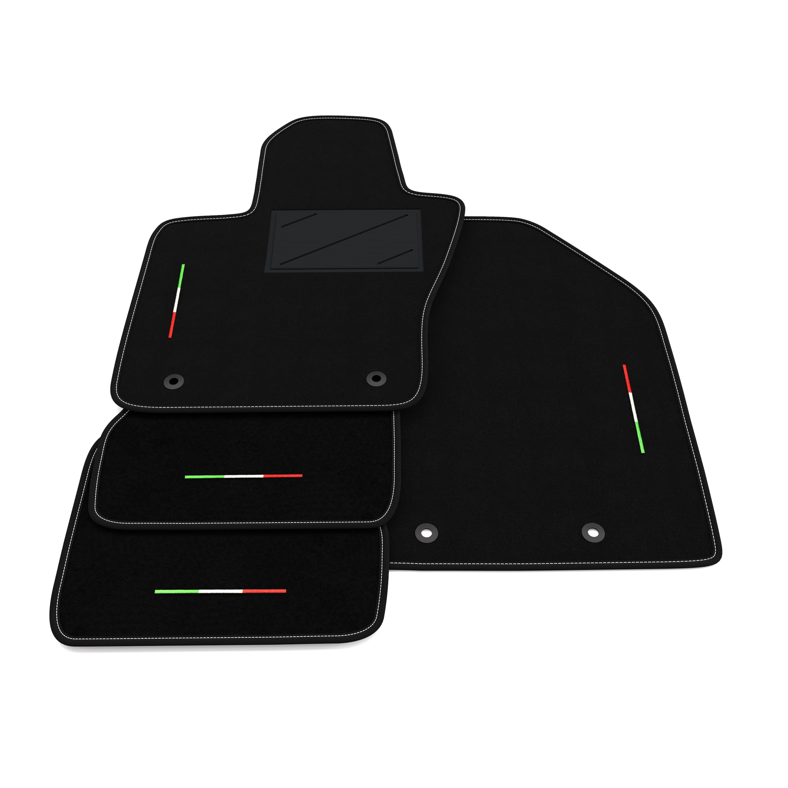 Tappetini compatibili con Jeep Compass - 4xe Plug-in 2020-2025, bandiera Italia, kit tappetini auto personalizzati, set tappeti in moquette, tappeto auto