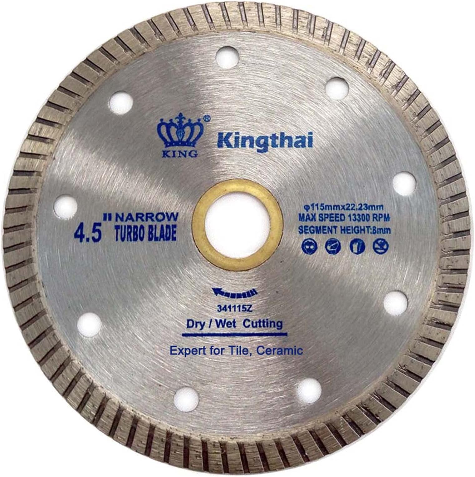 KINGTHAI 115 Diamond Cutting Discs Turbo blade Tile Cutter for Ceramic Tiles, 22.23mm