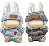 Doll Clothes Compatible with Labubu 2 Set Outfits(4 Pieces), Adorable 17cm/15cm Handcrafted Crochet Doll Clothes Ropa Designer Accessories for La Bubu,Hat & Sweaters (Blue &Gray)