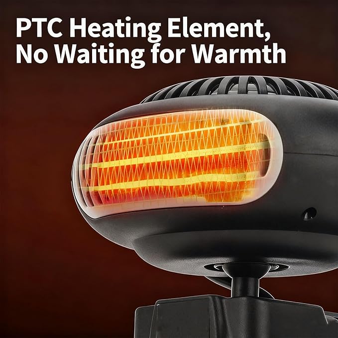 Calefactor Eléctrico Portátil con Batería Recargable USB y Función de Oscilación miniatura 3