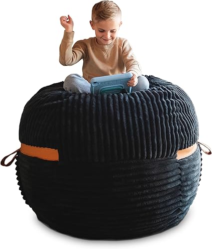 Miniatura 34 de Big Joe Fuf Silla Puf de Espuma de 5 Pies de Tamaño Extra Grande con Funda Extraíble para Niños, Adolescentes, Adultos, Onyx Lenox, Poliéster Tejido