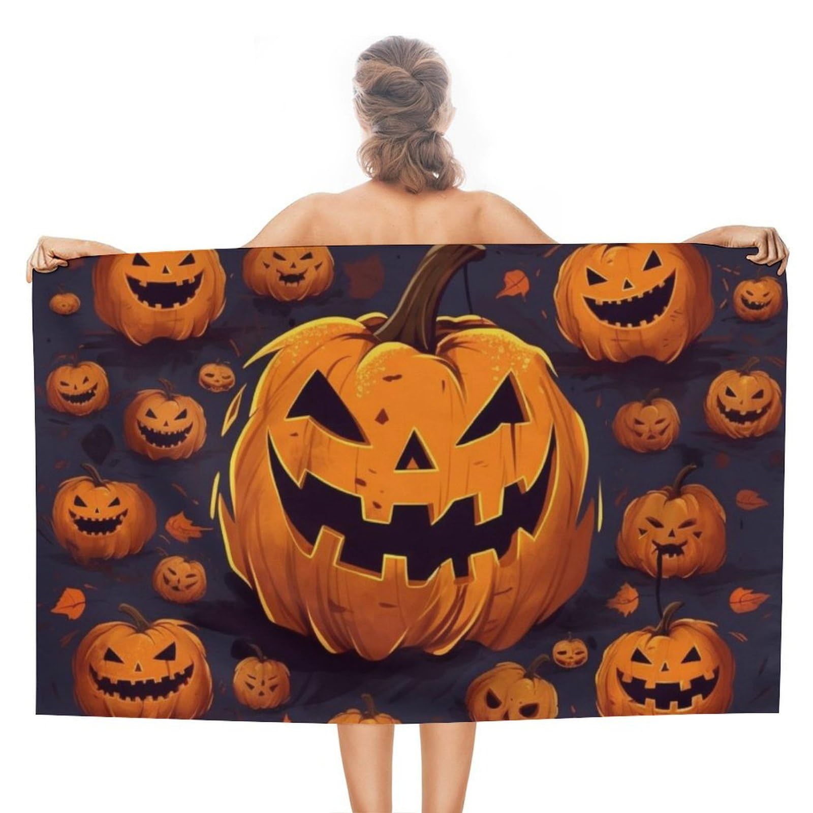 LSRCPD Beach Towels Halloween Pumpkins Travel Sports Camping Pool For Women Adults 80X130Cm