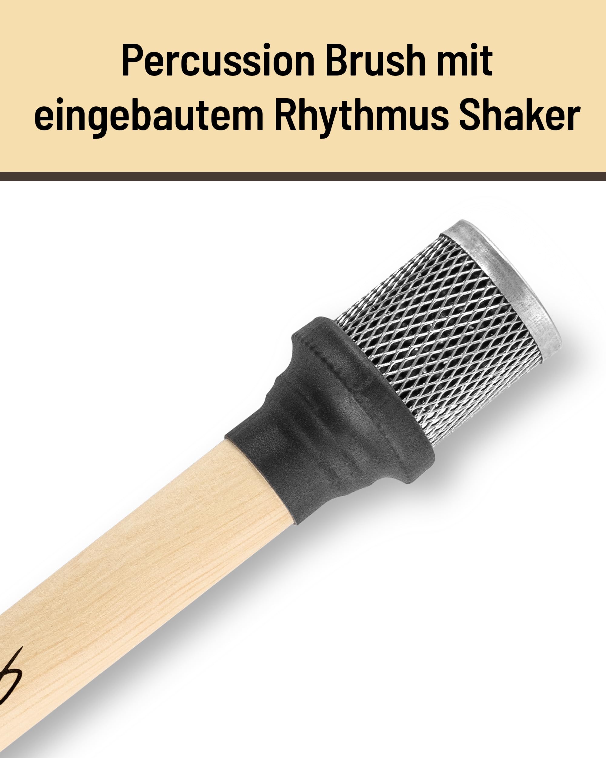 Schlagwerk BRC06 Cajon Brush #6 - Shaker Brush - 2 Stück - Percussion Brushes mit eingebautem Rhytmus Shaker - 40 cm Länge, ausbalenciert. Made in Germany - in Zusammenarbeit mit T.J.Troy