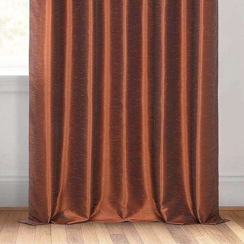 Miniatura 3 de HPD Half Price Drapes Room Darkening Curtains for Bedroom Vintage Textured Faux Dupioni Silk Curtains for Living Room (1 Panel), 50 X 96, Copper