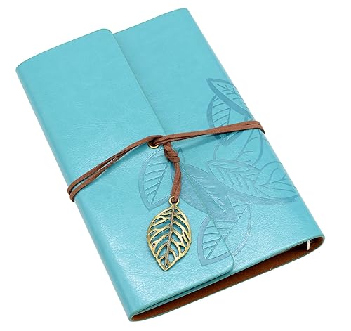 Diario diario 1 cuaderno de bocetos A6 en blanco azul con funda de piel sintética 75 hojas 150 páginas cuaderno de hojas sueltas de 100 GSM azul Diario diario 1 cuaderno de bocetos A6 en blanco azul con funda de piel sintética 75 hojas 150 páginas cuaderno de hojas sueltas de 100 GSM azul