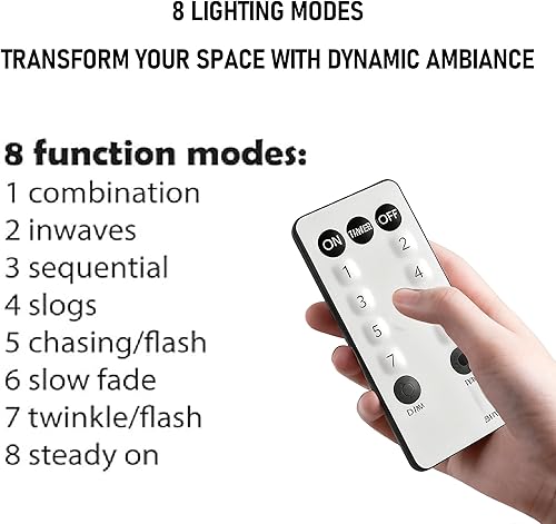 Vista 66 de TW SHINE Luces de Navidad, 200 luces LED de 66 pies para exteriores enchufables con 8 modos, luz impermeable para exteriores, decoraciones de Blanco
