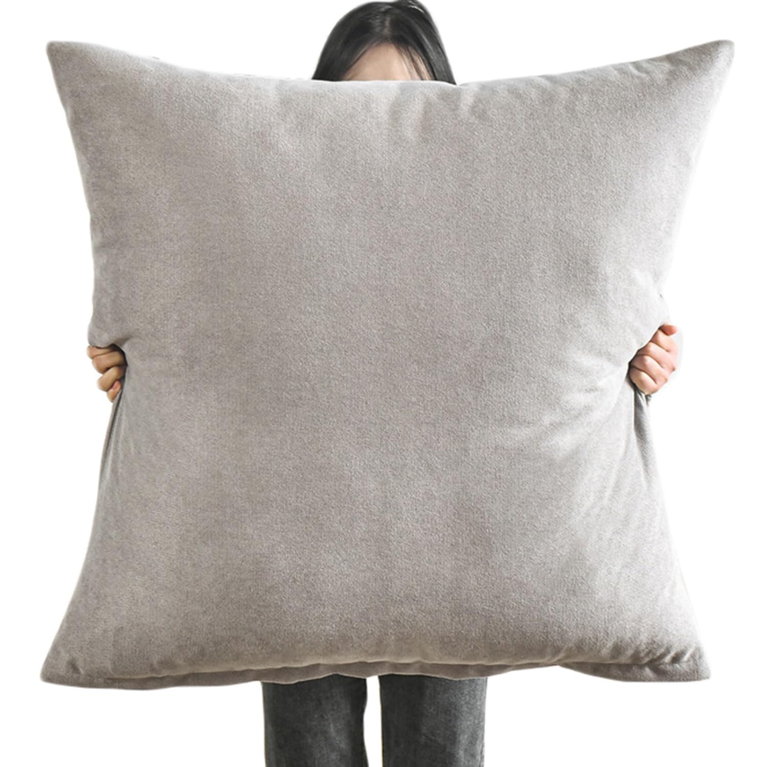 AQIGR Cushion Covers Decorative Throw Pillow Cover 80x80 cm 70x70 cm Thick Fabric Square Pillow Cases Protectors 50x50 cm 60x60 cm for Couch Sofa Bed with Invisible Zipper(Light gray,80x80cm/32x32in)