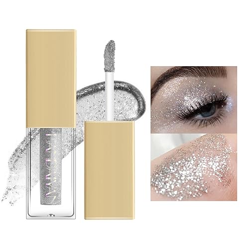 Miniatura 7 de Quxunzzz Sombra de ojos con purpurina líquida, delineador de ojos con purpurina metálica, aspecto impermeable, de larga duración, de secado rápido,