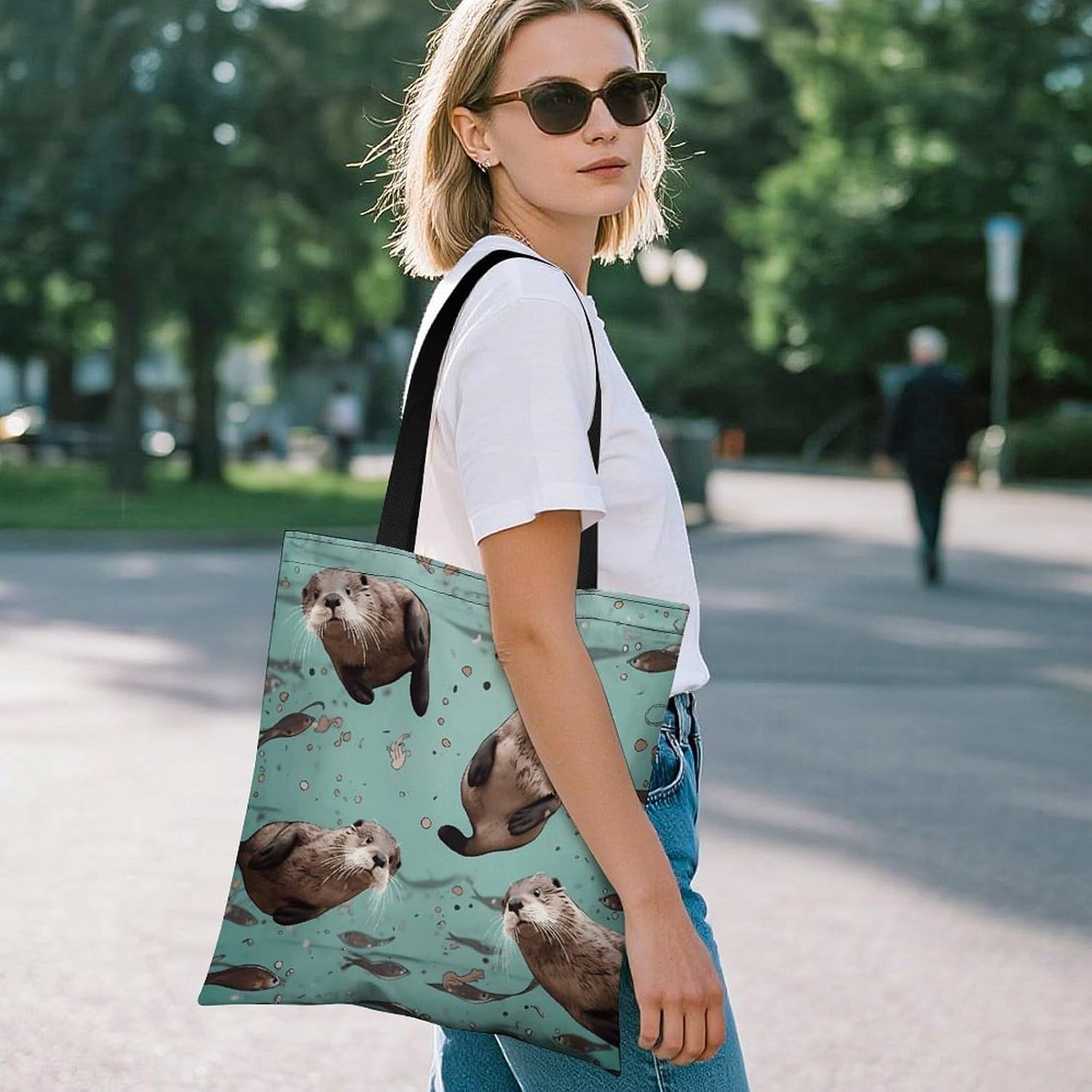 Cute Aesthetic Canvas Tote Bag for Women Lady Reusable Grocery Bag image 2