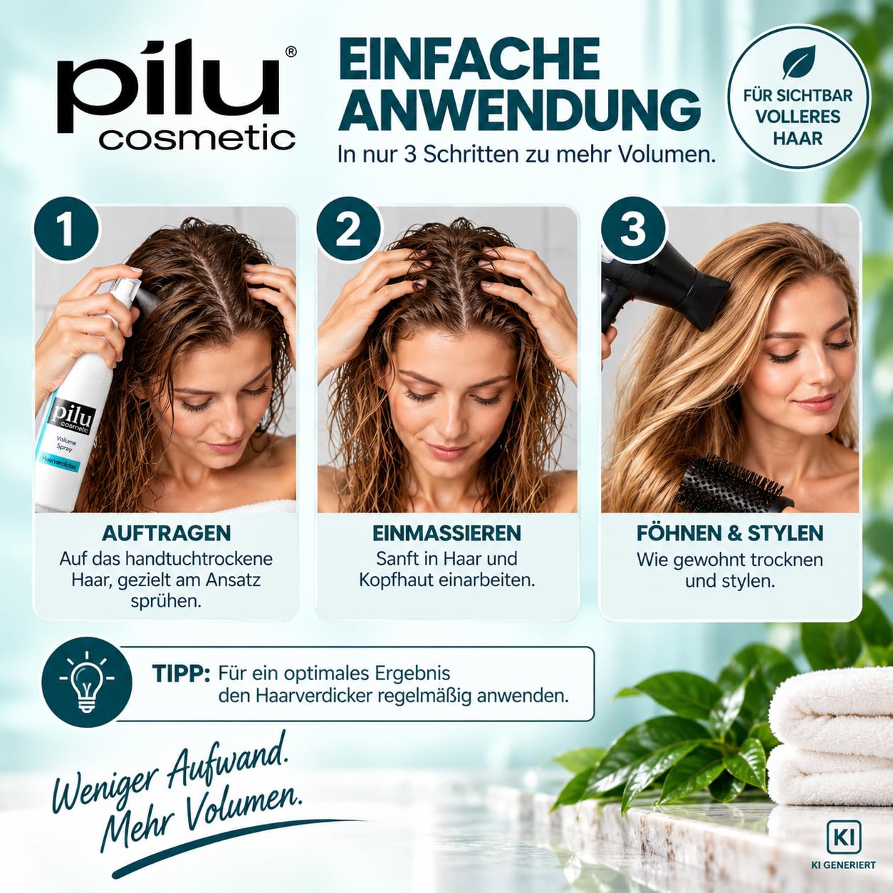 Volume Spray espesante para el cabello, 200 ml, espray de volumen para una sensación de cabello múltiple, volumen, forma y plenitud (3)