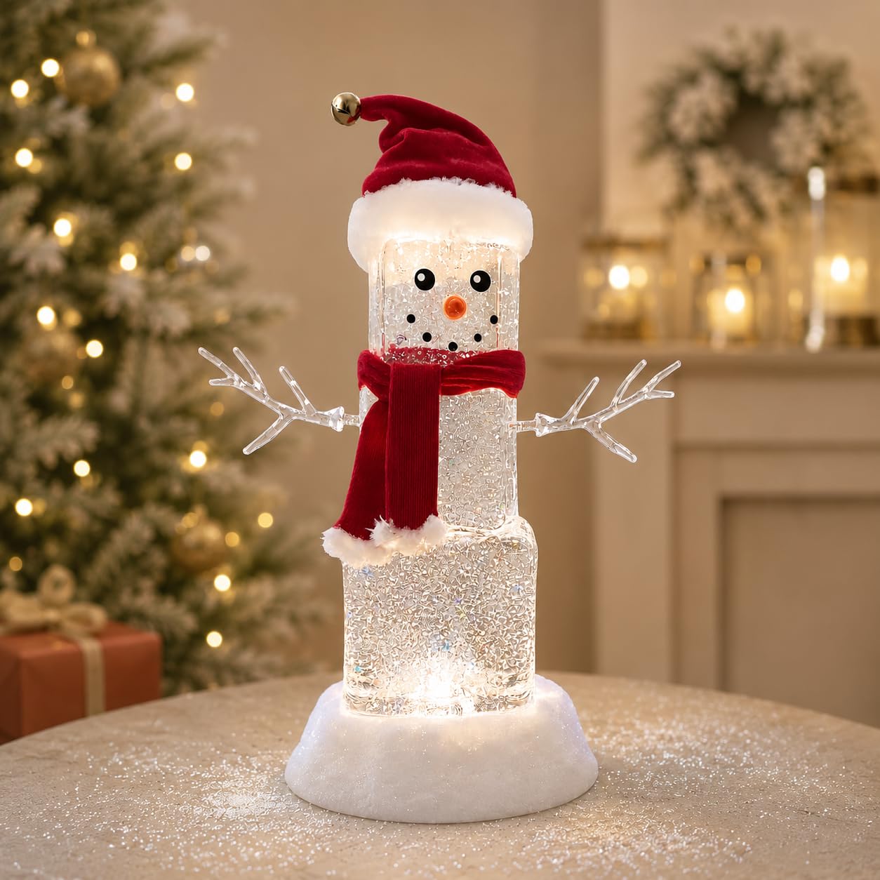 Bonhomme de Neige avec Paillettes et LED pour émerveiller votre Noël