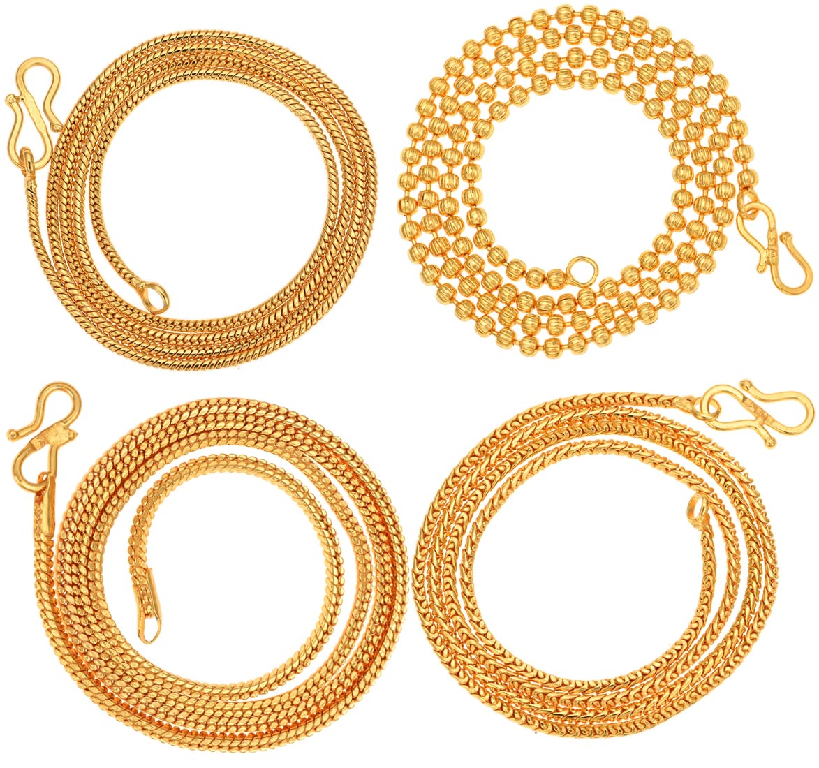 aanyacentric Set of 4 Trendy 22-Inch Gold Plated Chain Combo for Women, Men, Girls & Boys-picture-5