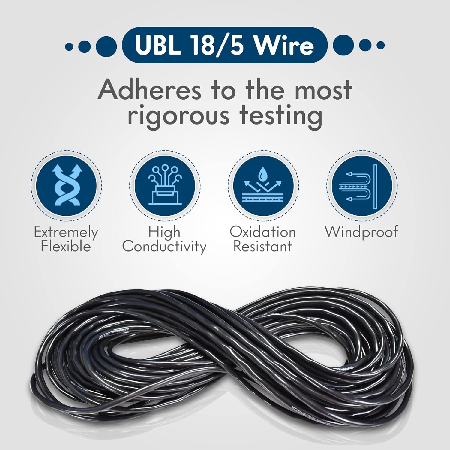 UBL Cable eléctrico automotriz 18/5, cable trenzado de 18 AWG, cable LED flexible de bajo voltaje, la mejor opción para alimentar sirenas de alto amperaje o barra de luz (10 pies)