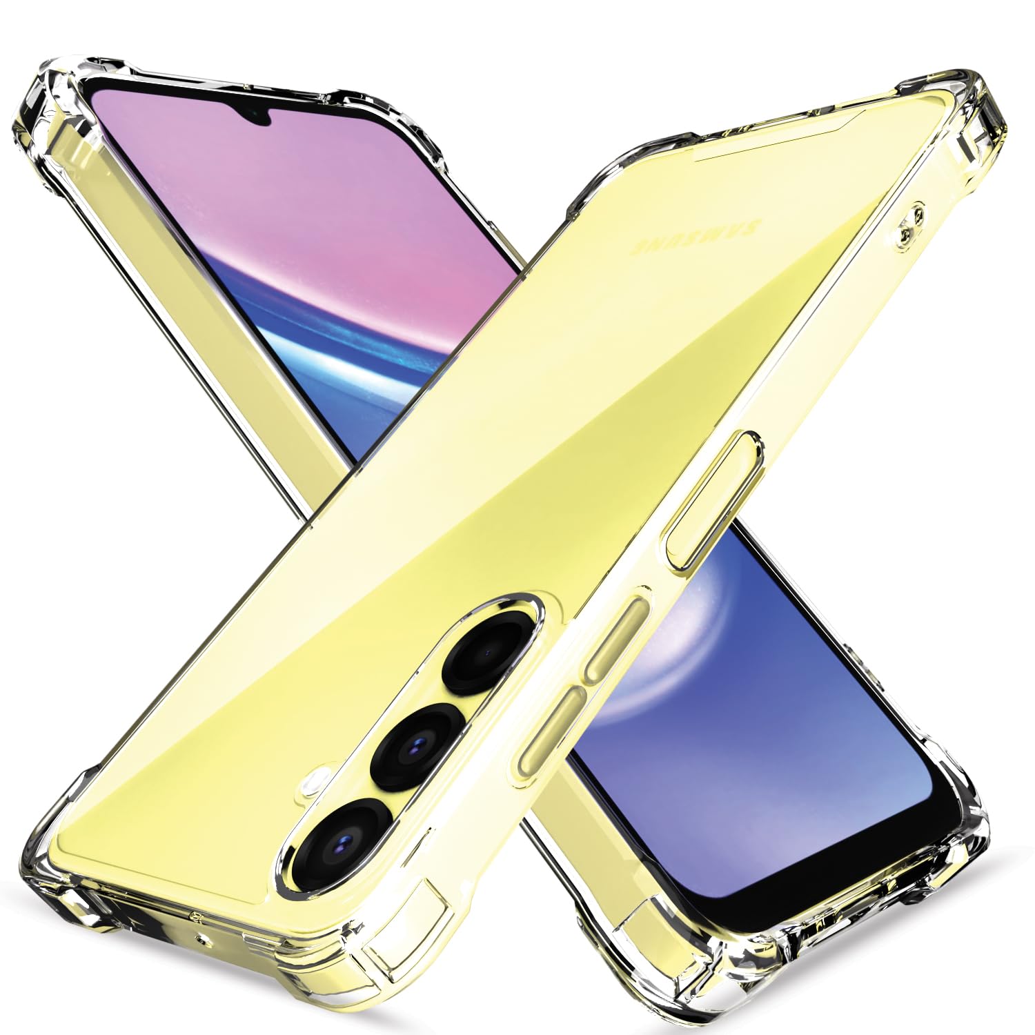 Amazon Basics Back Cover for Samsung Galaxy A15 5G PC + TPU Clear Transparent Raised Edges Shockproof Protective Phone Bumper Case(Transparent)