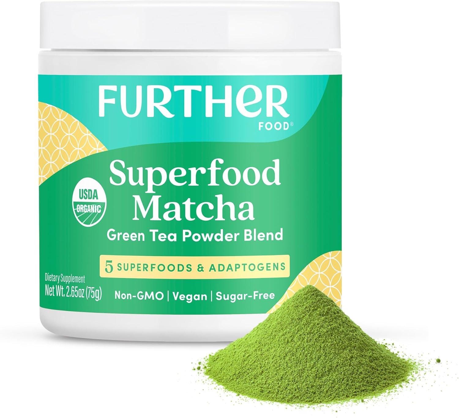Further Food Premium Matcha Green Tea Powder USDA Organic Japanese Matcha Powder, Natural Energy + Focus + Boost Immune System, Antioxidant Plant-Based Detox Superfood (30 Servings)