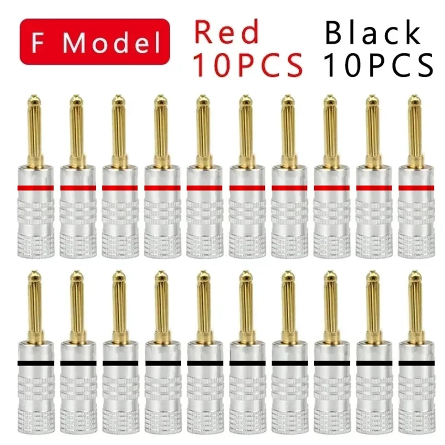 10/20Pcs Banana Connector Musical Sound 4MM Banana Plugs with Gold-Plated Jacks for Audio and Video Speakers(Ix20)