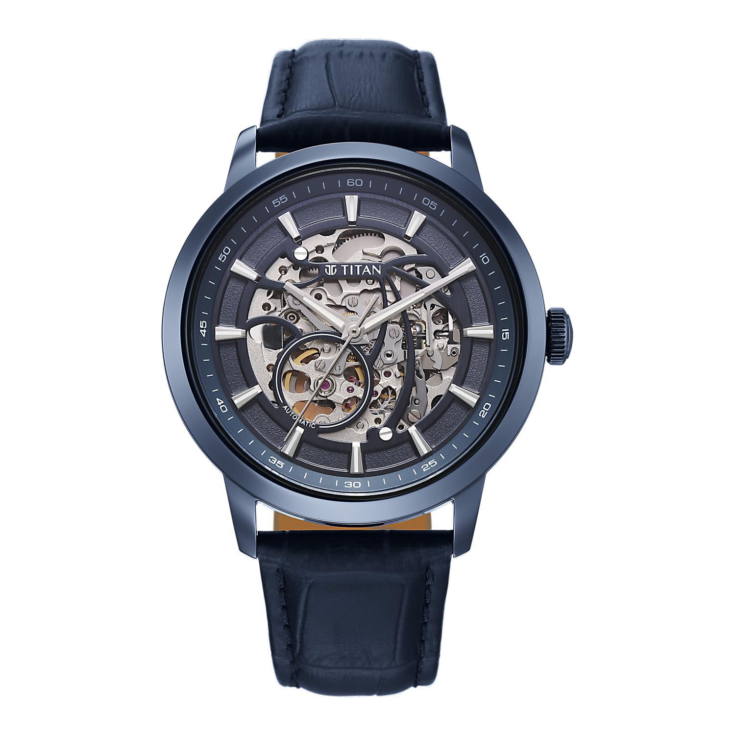 Phoenix Skeletal Automatic Analog with Bluel Leather Strap Watch for Men - 90223QL01-image-16