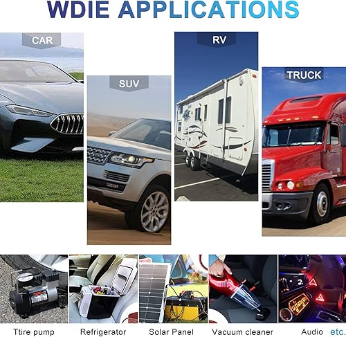 Miniatura 7 de Enchufe para encendedor de cigarrillos de 12 V24 V a cable de extensión de batería SAE de 26 pies y 16 AWG con adaptador de polaridad inversa SAE y