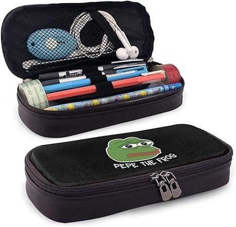 Amazon ペンケース Pepe The Frog カエルのペペ 文具ケース 文具収納ケース 筆袋 Puレザー 筆箱 おしゃれ 大容量 高校生 かわいい 色鉛筆 収納 多機能ケース ペンボックス 子供 キッズ 文房具 学生用 9 4cm 茶色 ペンケース 文房具 オフィス用品