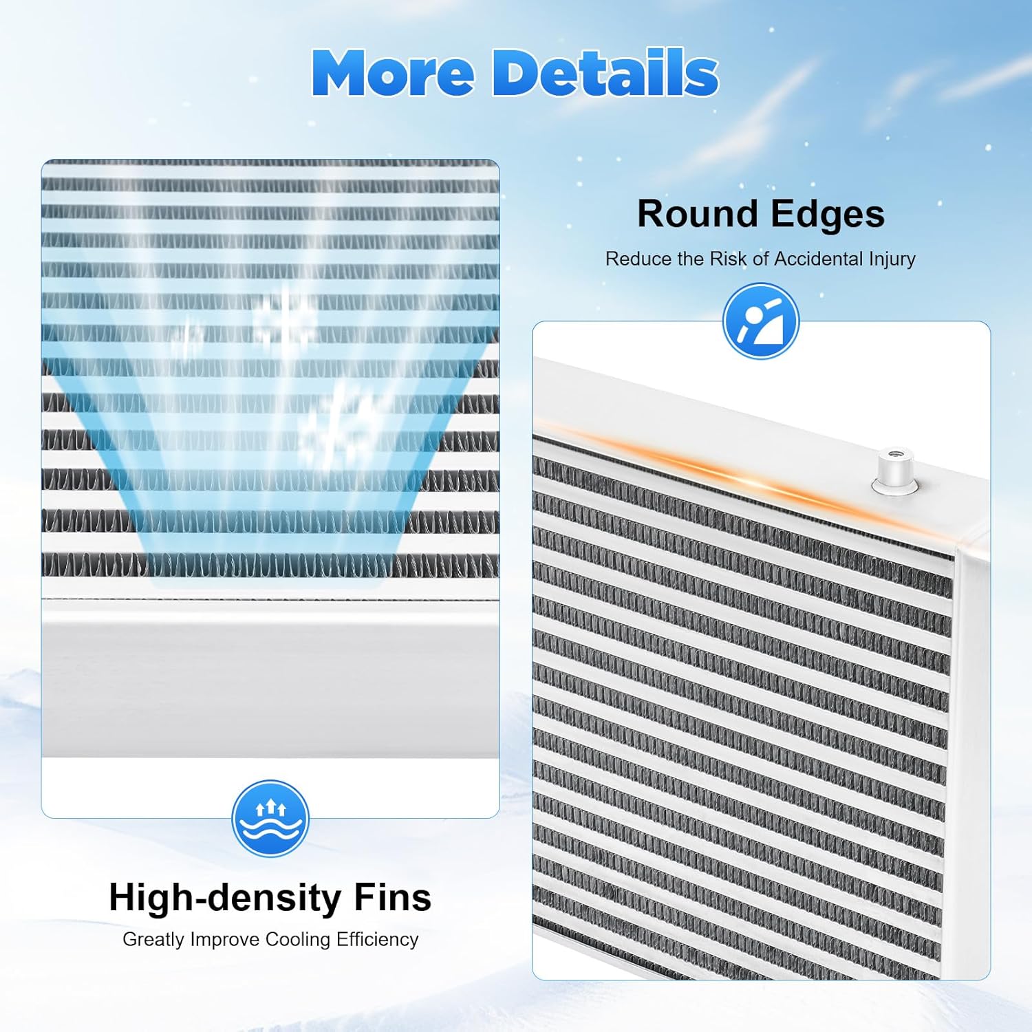 Universal Intercooler, 25''x12''x3" Front Mount Intercooler, 3'' Inlet & Outlet Universal Aluminum Turbo Intercooler with for Turbo Charger System (Coresize 18"x11.5"x2.5)