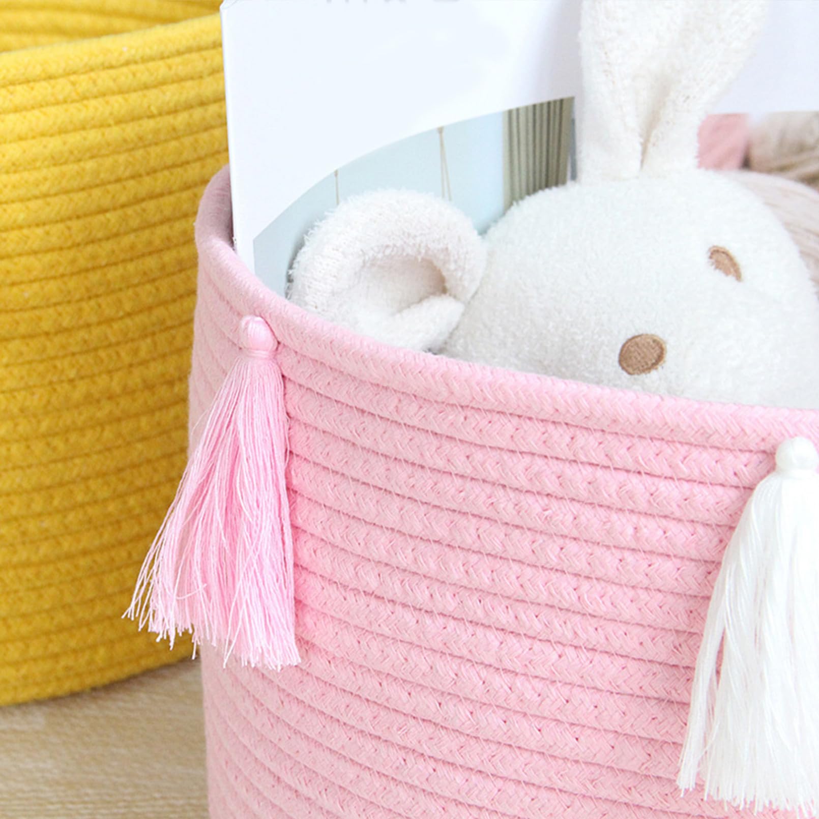 Cesta de Almacenamiento de Cuerda de Algodón Multiusos Diseño Trenzado y Apariencia Elegante para Guardar Artículos Diversos Hogar
