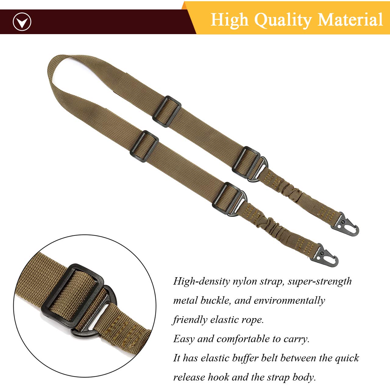 2-Punkt Gewehrriemen Schnellverstellbar | Mit Schulterpolster | Doppelschicht Gurtband | Länge Bis 147cm