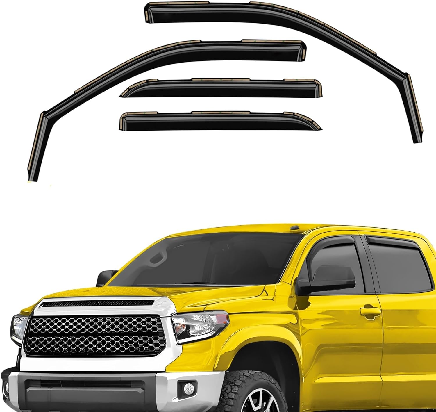 Extra Durable Window Deflectors in-Channel Window Visors Rain Guards Fit for Toyota Tundra 2007-2021 CrewMax, Sun Visors, Wind Vent for Shades, Exterior Car Accessories - 4pcs. AG0129